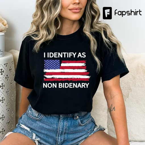 I Identify As Non Bidenary Shirt, Conservative Shirt, Trump Shirt, Anti Biden Shirt, Republican Shirt, Patriot Gift, American Flag Shirt