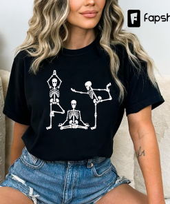 Skeletons Yoga Shirt, Halloween Shirt, Yoga Lover…