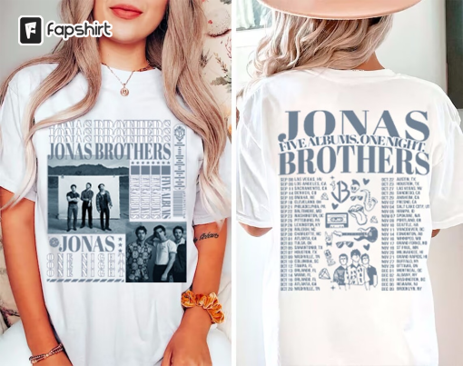 Jonas Brothers Double Sided Shirt, Jonas Brothers Tour Sweatshirt, Concert 2023 Retro Gift, Jonas Brothers Cassette, Five Albums One Night