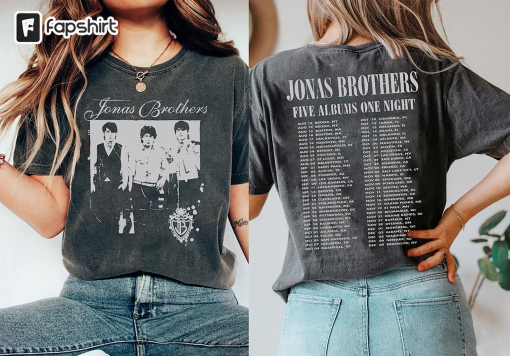 Jonas Brothers Vintage T-Shirt, Jonas Five Album One Night Tour Shirt, Jonas Brothers 2023 Tour Shirt, Jonas 90’s Tee, Comfort Colors Shirt