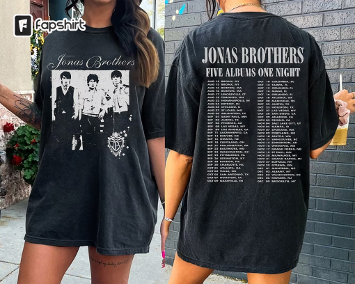 Jonas Brothers Vintage T-Shirt, Jonas Five Album One Night Tour Shirt, Jonas Brothers 2023 Tour Shirt, Jonas 90’s Tee, Comfort Colors Shirt