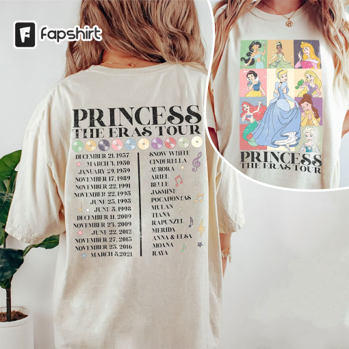 Princess Eras Tour Comfort Colors Shirt, Disney Princess Shirt, Disney Princess Characters Shirt, Disney Girl Trip Shirt, Disney World Shirt