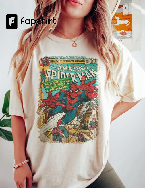 Retro Amazing S.pider-Man Avenger S.uperhero Comfort Color Shirt, M.arvel A.vengers T-Shirt, Vintage D.isney S.piderman Shirt, MCU Fans Gift Tee