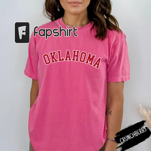 Varsity Oklahoma Pink Shirt,Comfort Color Oklahoma Pink Shirt,Oklahoma Pink Shirt,Retro Oklahoma Shirt,Retro Pink Shirt,Oklahoma Pink TShirt