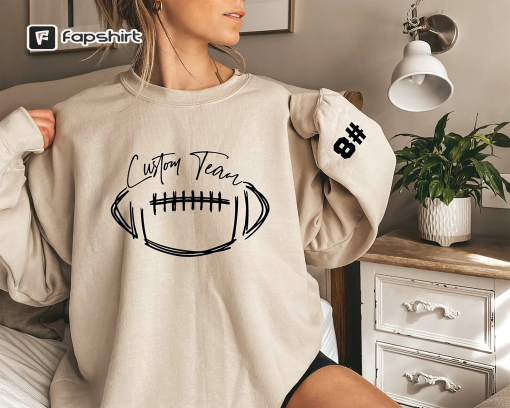 Custom Football Sweatshirt with Kids Jersey Number on Sleeve, Personalized Football Sweatshirt, Football Mom Shirt, Football Mama Sweater