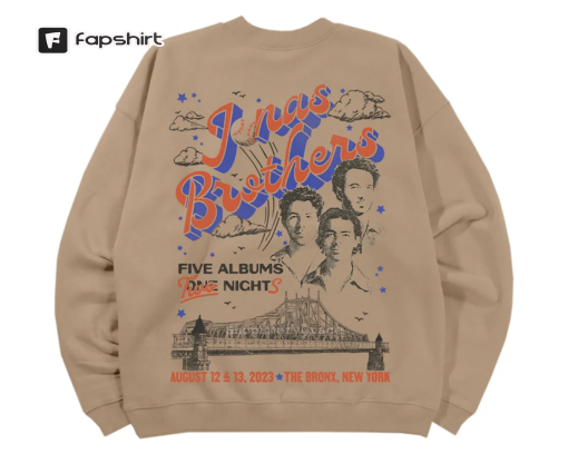 NEW YORK STADIUM Crewneck Sweatshirt, Jonas Brothers Merch, Jonas Five Albums One Night Tour Shirt, Jonas Brothers 2023 Tour Shirt