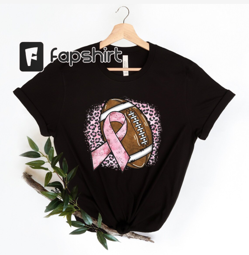 Breast Cancer Football Shirt, Pink Ribbon Shirt, Leopard Cancer Tshirt, Cancer Fighter Shirt, Breast Cancer Awareness Shirt,Motivational Tee