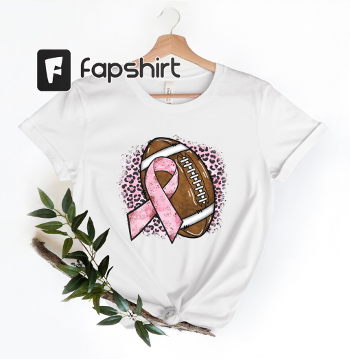 Breast Cancer Football Shirt, Pink Ribbon Shirt, Leopard Cancer Tshirt, Cancer Fighter Shirt, Breast Cancer Awareness Shirt,Motivational Tee