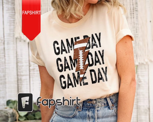 Gameday Leopard Lightning Bolt Football Shirt, Football Shirt for Women, Fall Football shirt, Gameday Shirt, Football Mom shirt, Gameday Tee