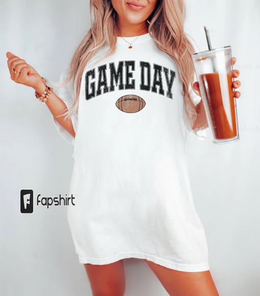 Game Day Shirt Football Fan Shirt Oversized Sports Tee Vintage Style Football Shirt Tailgate Clothes Comfort Colors TShirt Dress Varsity Tee