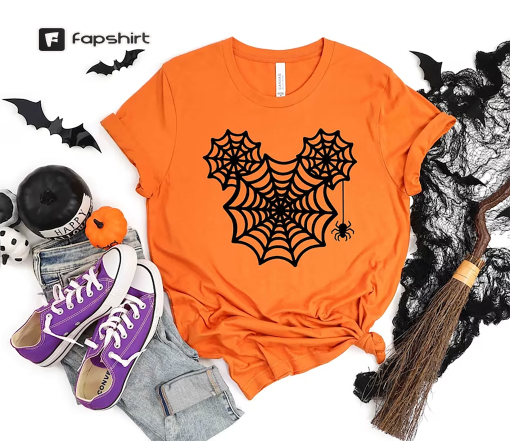 Mickey Head Spider Web Halloween Shirt, Disney Halloween Shirt, Mickey Halloween Shirt, Mickey Spider Web Shirt, Halloween Spider Web Shirts