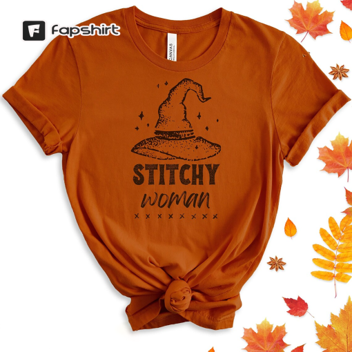 Stitchy Woman Cross stitch shirt, Witch Halloween shirt, crafting shirt, Cross stitch gift, Cute T-shirt for friend, Cute Fall shirt