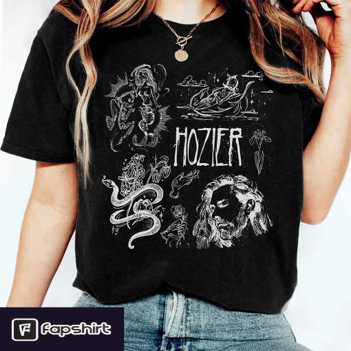 Hozier Doodle Art Comfort Colors Shirt, Vintage Hozier Lyrics Art Tattoo Album, No Grave Can Hold My Body Down, In a Week Hozier Music Shirt