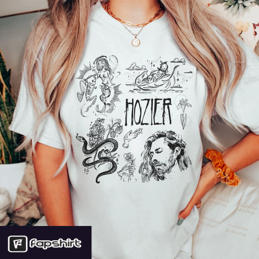 Hozier Doodle Art Comfort Colors Shirt, Vintage Hozier Lyrics Art Tattoo Album, No Grave Can Hold My Body Down, In a Week Hozier Music Shirt