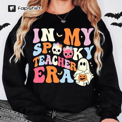 Teacher Halloween Shirt, Halloween Teacher Sweatshirt, In My Spooky Teacher Era, Vintage Halloween Teacher Tees, Fall Shirts for Teachers