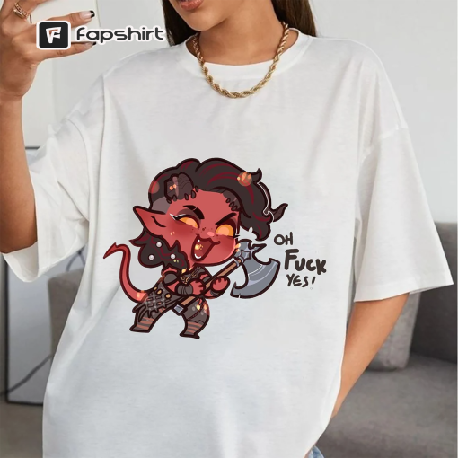 Karlach Oh F**K Yes Shirt,Astarion Gale Lae’zel Shadowheart Wyll Karlach Harlan Baldurs Gate 3 Character Shirt,Baldurs Gate 3 Video Game Tee