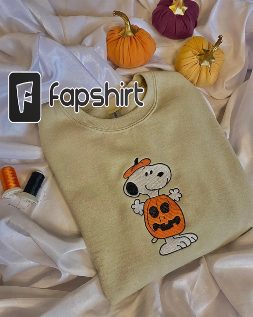 Snoopy Pumpkin Halloween Embroidered Sweatshirt, Pumpkin Sweatshirt, Fall Shirts, Snoopy Dog Halloween Pumpkins Sweatshirt, Halloween gift