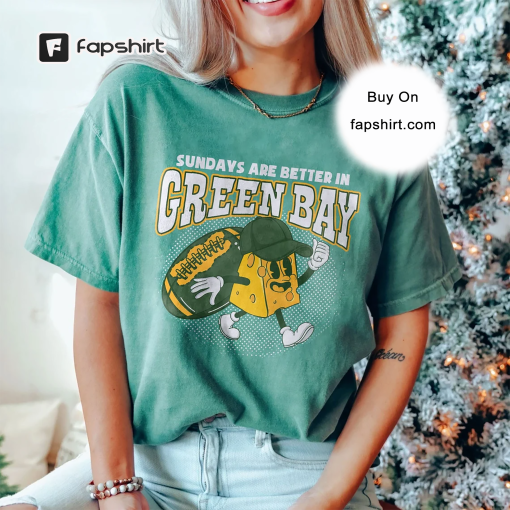 Green Bay Football Comfort Colors Shirt, Green Bay Cheese Head Shirt, Sunday Are Better In Green Bay, Football Game Day T Shirt