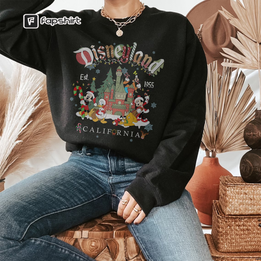 Vintage Disneyland Christmas Sweatshirt, Mickey and Friends Christmas Sweatshirt, Disneyland Sweatshirt, Christmas Family Shirt