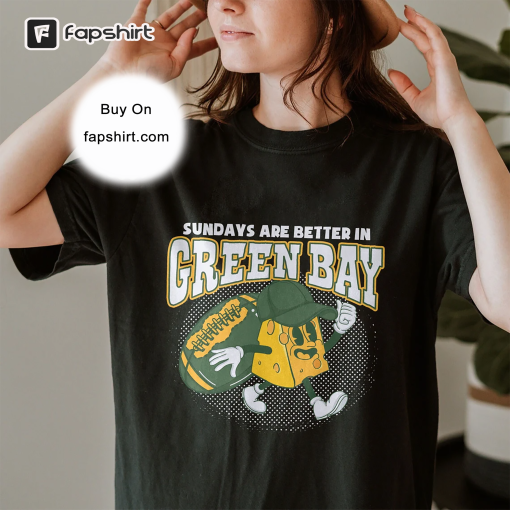 Green Bay Football Comfort Colors Shirt, Green Bay Cheese Head Shirt, Sunday Are Better In Green Bay, Football Game Day T Shirt