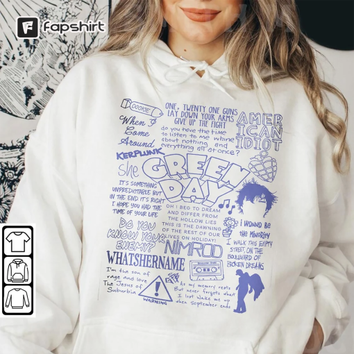 Green Day Doodle Art Shirt, Green Day Sweatshirt, Green Day Vintage Retro Lyric Album Song Music Band Unisex Gifts Hoodie