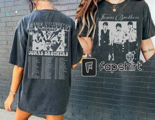 Jonas Brothers Vintage T-Shirt, Jonas Five Albums One Night Tour Shirt, Jonas Brothers 2023 Tour Shirt, Jonas 90’s Tee, Comfort Colors Shirt