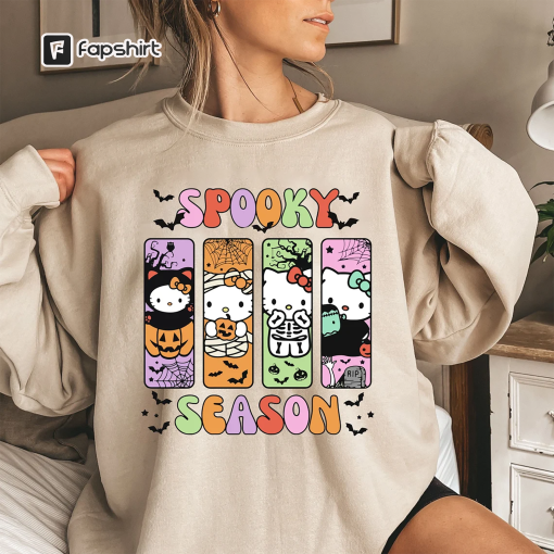 Spooky Season halloween shirt, Kawaii Kitty shirt, Retro Halloween shirt, Cute Cat shirt, Hello Cat shirt, Halloween Pumpkin Sweatshirt