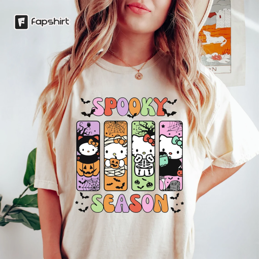 Spooky Season halloween shirt, Kawaii Kitty shirt, Retro Halloween shirt, Cute Cat shirt, Hello Cat shirt, Halloween Pumpkin Sweatshirt