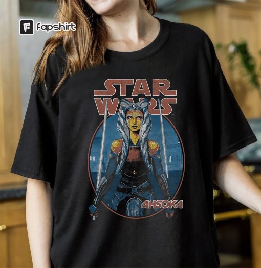 Star Wars Classic Ahsoka Tano Twin Sabers Vintage Portrait T-Shirt, Star Wars Fan Gifts, Magic Kingdom Disneyland Family Matching Shirt