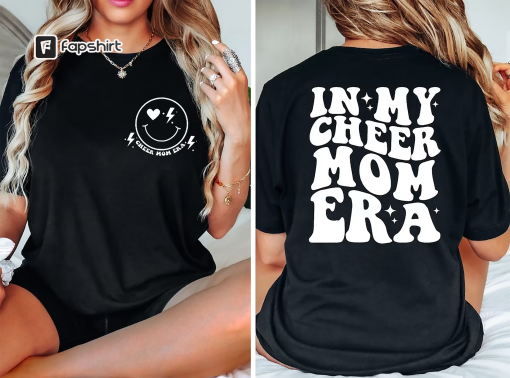 In My Cheer Mom Era T-Shirt, Football Cheer Mama Shirt, Cheer Mom Gift, Smiley Face Football Mom Tee, Cheerleading Mom Shirt, Funny Mom Life