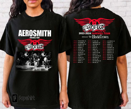 Aerosmith 2023-2024 shirt, Peace Out Farewell Tour with The Black Crowes Tour Shirt, Aerosmith Band Fan Shirt, High Quality