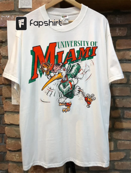 Vintage 90s University Of Miami Hurricanes Embroidered Crewneck Sweatshirt Sportswear, University Of Miami Shirt