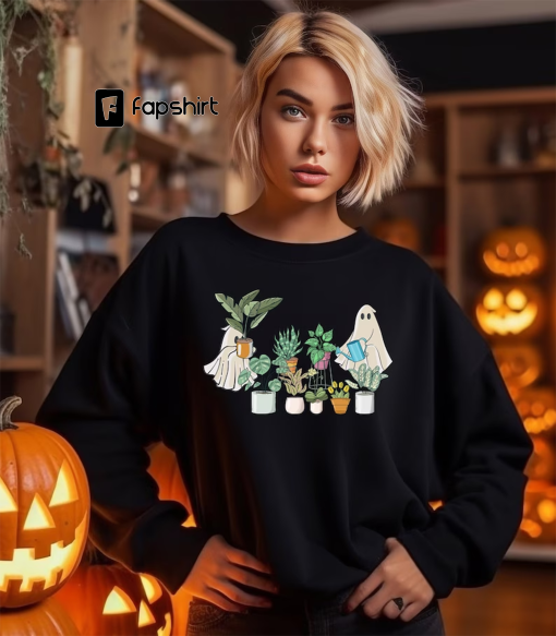 Ghost Plant Lady Shirt, Ghost Plant Lady Sweatshirt, Halloween Ghost Shirt, Halloween Gift for Plant Lovers, Halloween Plants Sweatshirt