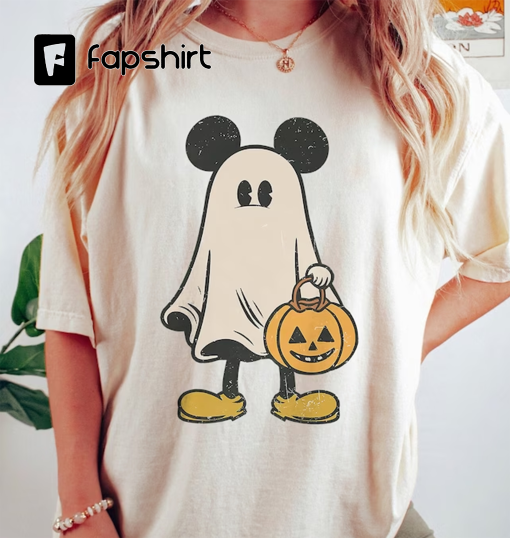 Retro Mickey Ghost Halloween Comfort Colors Shirt, Mickey Not So Scary Halloween Shirt, Mickey Spooky Season Shirt, Halloween Pumpkin Shirt