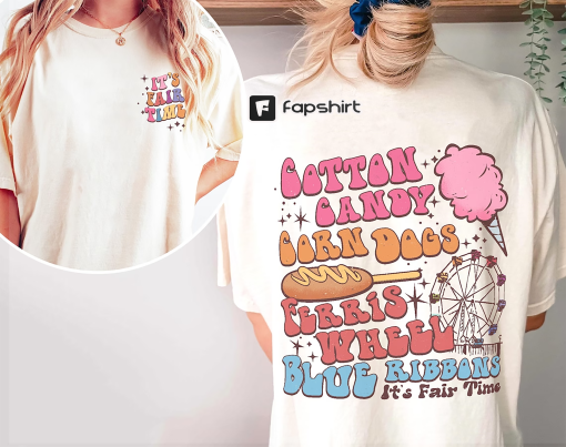 Comfort Colors Cotton Candy Corn Dogs Shirt,It’s Fair Time Shirt, County Fair Shirt, Ferris Wheel Shirt, Blue Ribbons Shirt ,Carnival Shirt