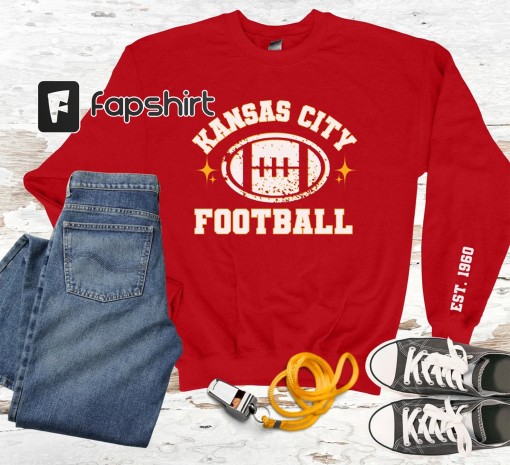 Kansas City Retro Vintage Football Sweatshirt, Kansas City Shirt, Kansas City Sweatshirt, Kansas City Crewneck Kansas City Football Shirt