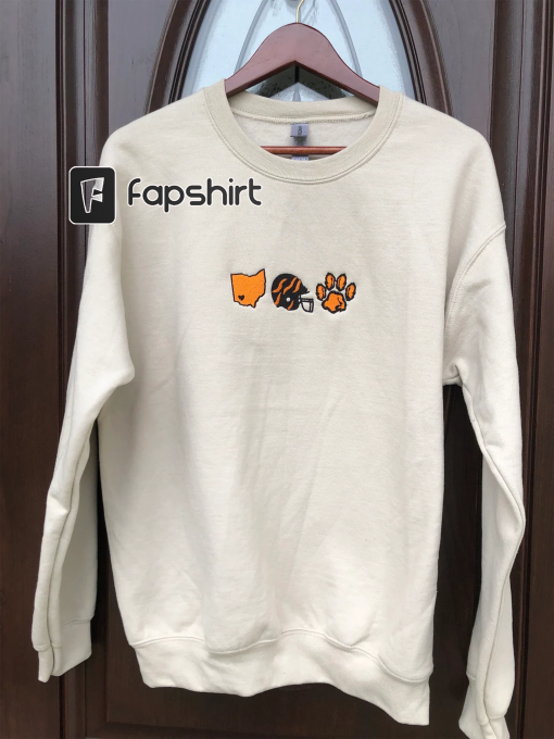 Football Season Embroidered Trio Minimalist Bengals Burrow Number 9 Tiger Stripes Ohio Nation Football Lover Cincinnati Sports Trendy Soccer