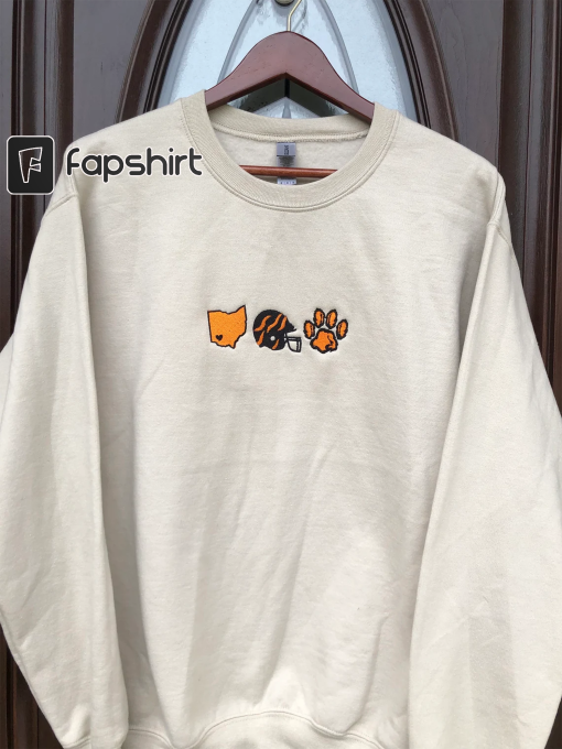 Football Season Embroidered Trio Minimalist Bengals Burrow Number 9 Tiger Stripes Ohio Nation Football Lover Cincinnati Sports Trendy Soccer