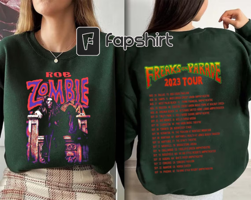 Rob Zombie Freaks On Parade Tour 2023 Shirts, Rob Zombie Alice Cooper Dates Shirts, Double Side Rob Zombie Music Shirt, Rob Zombie Concert