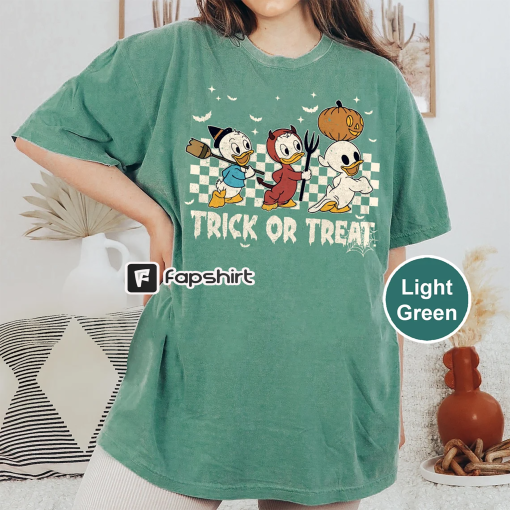 Vintage Huey Dewey Louie Halloween Shirt, Trick Or Treat Shirt, Kids Disney Gift, Woman Halloween Shirts, Cute Halloween Boo Shirt