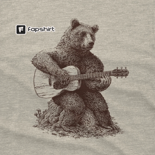 Bear T-Shirt Gift – Bear Playing Guitar Shirt – Men’s Bear Shirt – Men’s Graphic Tee Bear Guitar Bear Gifts Music Gift