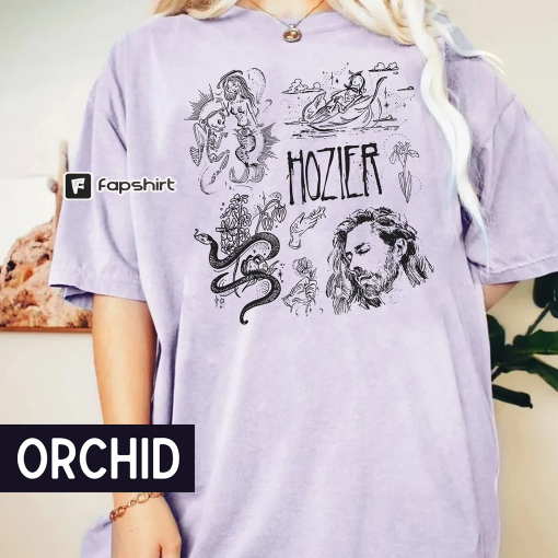 Hozier Doodle Art Comfort Colors Shirt, Vintage Hozier Lyrics Art Tattoo Album, No Grave Can Hold My Body Down, In a Week Hozier Music Shirt