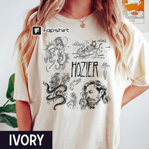 Hozier Doodle Art Comfort Colors Shirt, Vintage Hozier Lyrics Art Tattoo Album, No Grave Can Hold My Body Down, In a Week Hozier Music Shirt