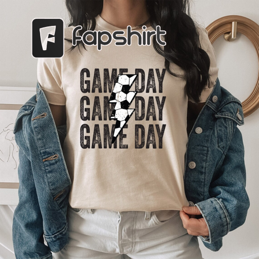 Game Day Soccer Lightning Bolt Shirt, Distressed Soccer Shirt, Game Day Shirt, Game Day Soccer Shirt, Soccer, Soccer Mom Shirt,Gameday Shirt