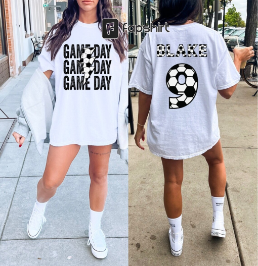 Custom Game Day Soccer Mom Shirt, Mom Soccer Tee, Mama Soccer Shirt, Soccer Season Shirt, Sports Mom Tee, Kid Soccer player shirt