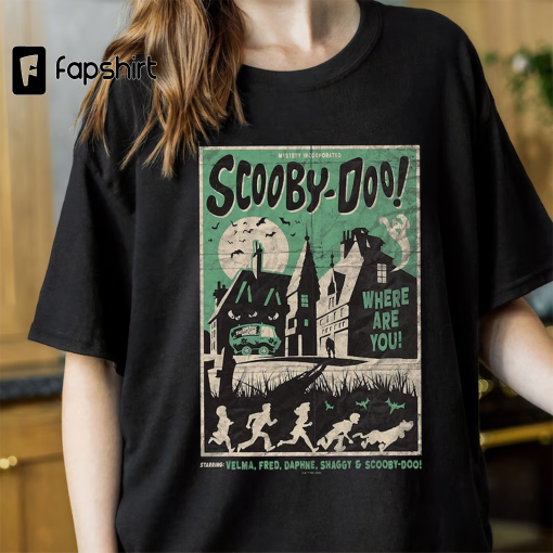 Scooby-Doo Mystery Incorporated Scary House Movie Poster T-Shirt, Scooby-Doo Portrait Shirt, Disneyland Family Vacation Trip Shirt