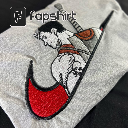 Berserk Vintage Washed T-Shirt, Guts Anime Manga Gift For Women, gift for him Embroidered crewneck