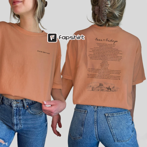 Zach Bryan Fear and Friday Full Poem Unisex Garment-Dyed T-shirt, Comfort Colors Country Music Lover Shirt, Oklahoma Western Musician Merch