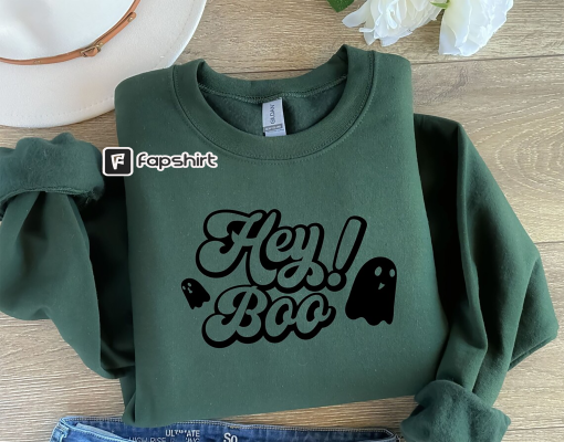 Hey Boo Halloween sweatshirt,Spooky season,Halloween gift,Halloween party shirt,women sweatshirt,Comfort shirt,Halloween kids shirt,Mom gift