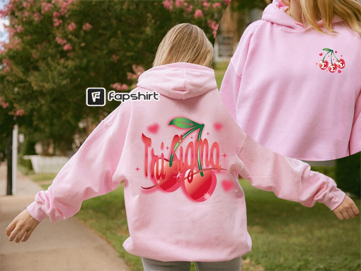 Sigma Sigma Sigma Trendy Cherry College Sorority Hoodie | Tri Sigma Cherry Heart Sorority Trendy Sweatshirt | Big Little Recruitment Gift